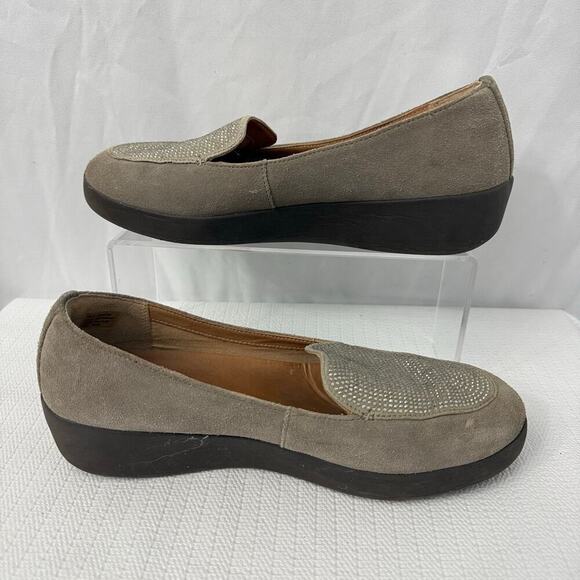 Fitflop Crystal Sneaker Loafer Womens Size 8.5 Taupe Suede - Picture 9 of 10